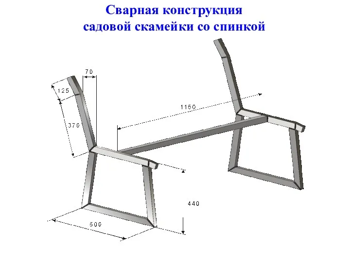 Сварная конструкция садовой скамейки со спинкой