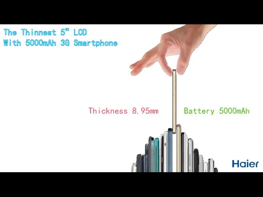 Battery 5000mAh Thickness 8.95mm The Thinnest 5”LCD With 5000mAh 3G Smartphone