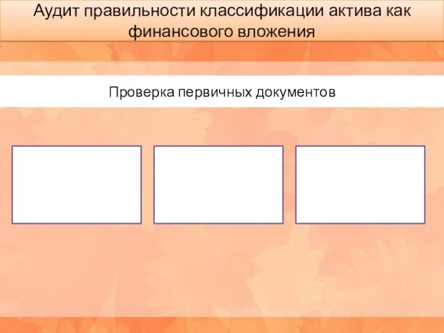 Аудит правильности классификации актива как финансового вложения Проверка первичных документов