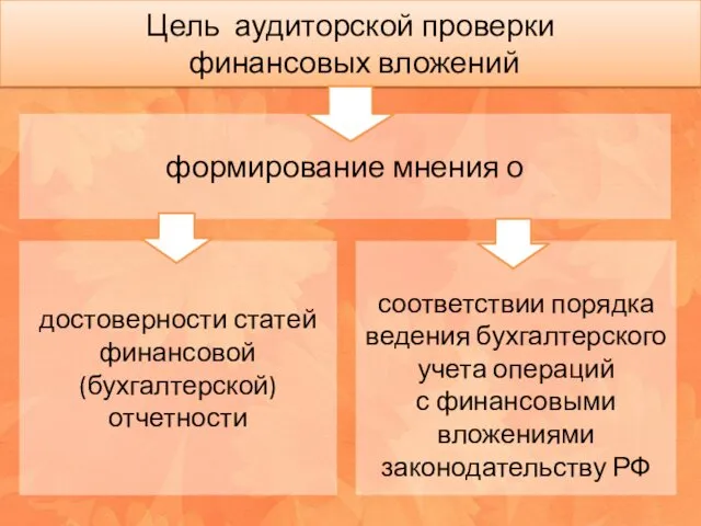 Цель аудиторской проверки финансовых вложений достоверности статей финансовой (бухгалтерской) отчетности