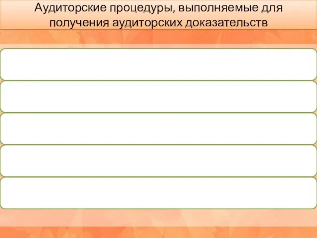 Аудиторские процедуры, выполняемые для получения аудиторских доказательств