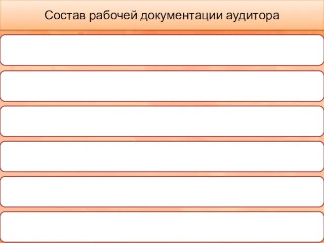 Состав рабочей документации аудитора