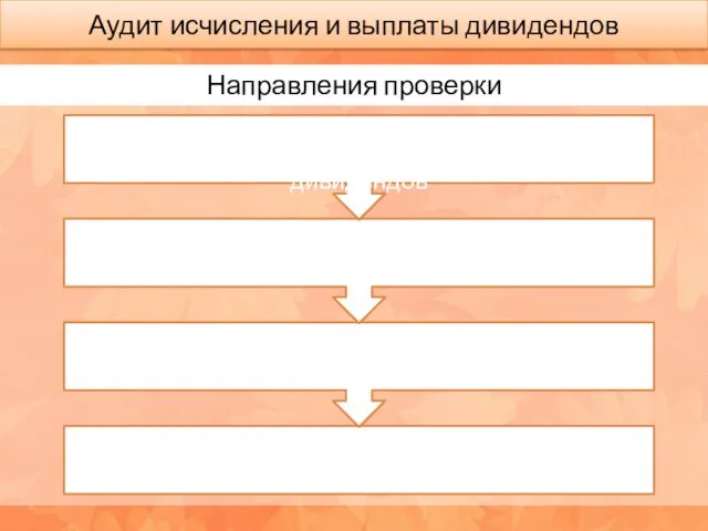 Аудит исчисления и выплаты дивидендов Направления проверки