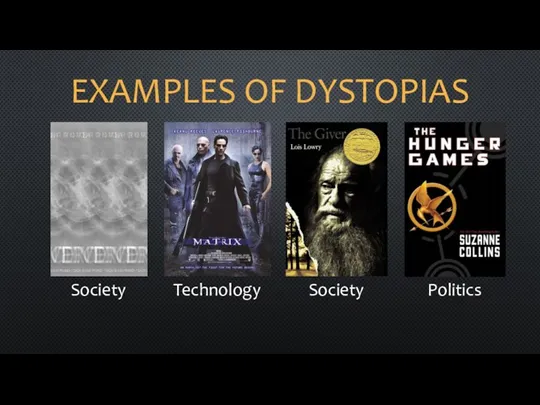 EXAMPLES OF DYSTOPIAS Society Technology Society Politics