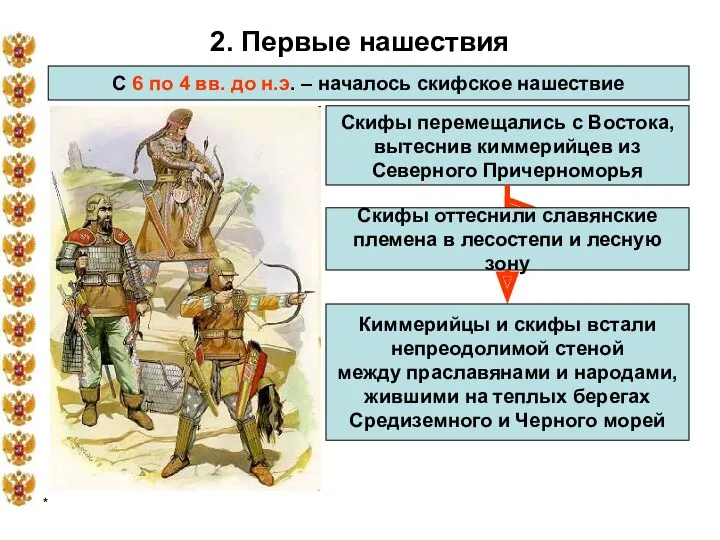 * 2. Первые нашествия С 6 по 4 вв. до н.э. – началось