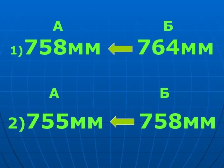 1)758мм 764мм 2)755мм 758мм А Б А Б