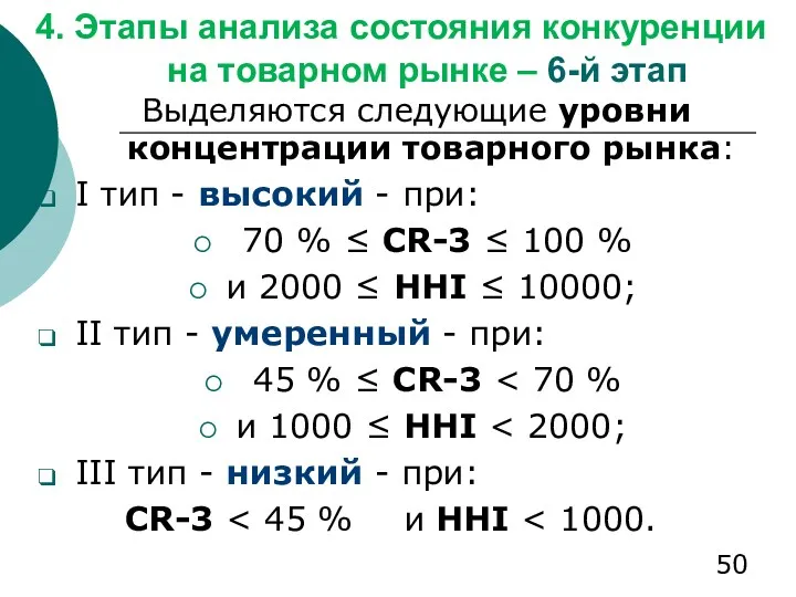 4. Этапы анализа состояния конкуренции на товарном рынке – 6-й