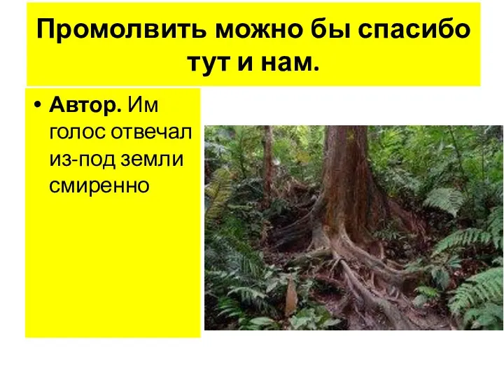 Промолвить можно бы спасибо тут и нам. Автор. Им голос отвечал из-под земли смиренно