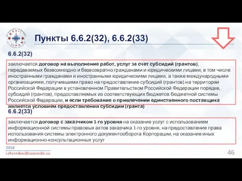 Пункты 6.6.2(32), 6.6.2(33) 2018 i.chernikov@sozvezdie.su заключается договор на выполнение работ,