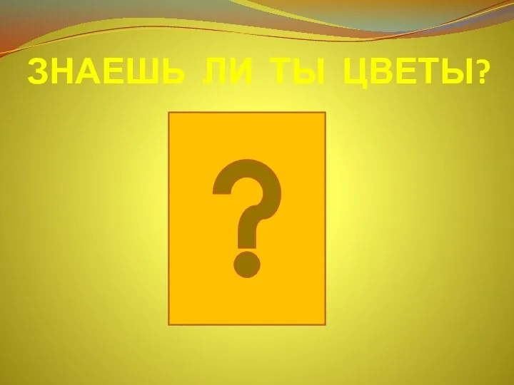 ЗНАЕШЬ ЛИ ТЫ ЦВЕТЫ?