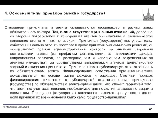 4. Основные типы провалов рынка и государства Отношения принципала и