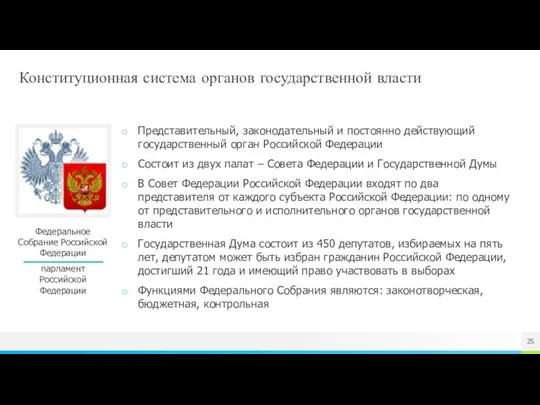 Конституционная система органов государственной власти Федеральное Собрание Российской Федерации парламент