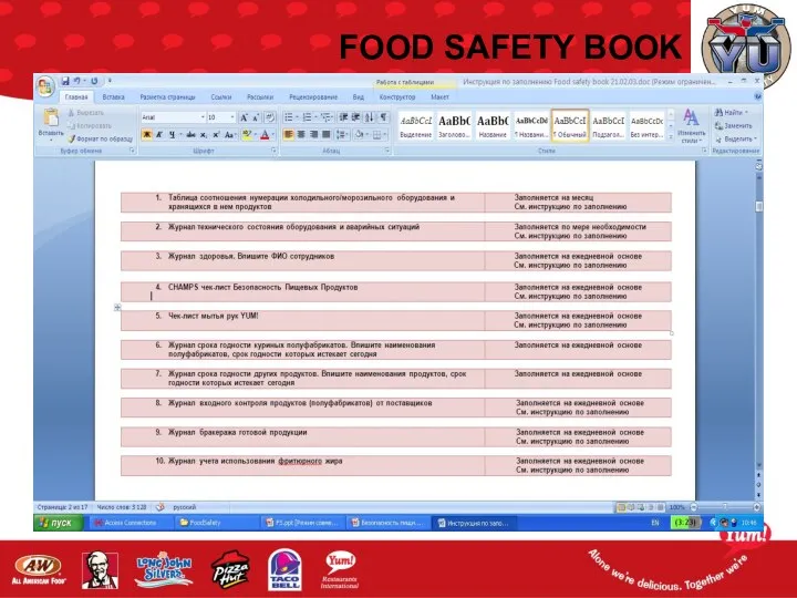 FOOD SAFETY BOOK