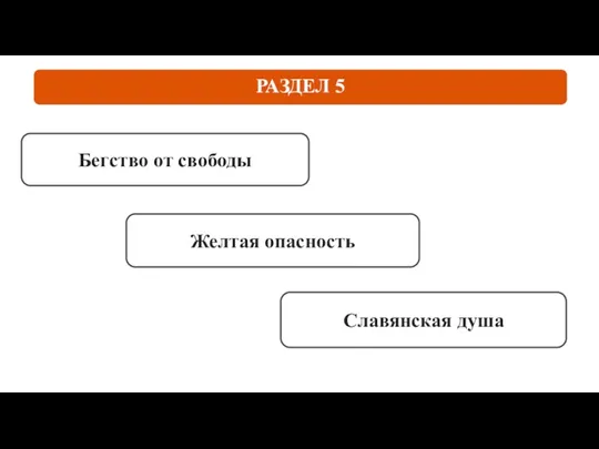 РАЗДЕЛ 5 Желтая опасность Бегство от свободы Славянская душа