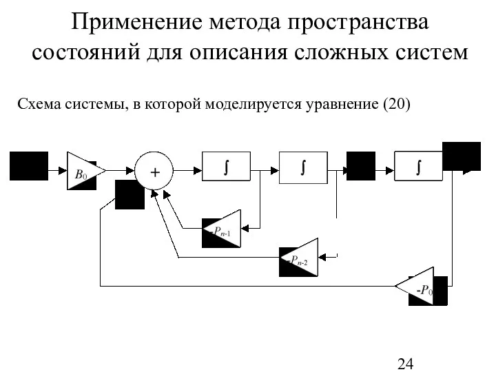 Применение метода пространства состояний для описания сложных систем Схема системы, в которой моделируется уравнение (20)