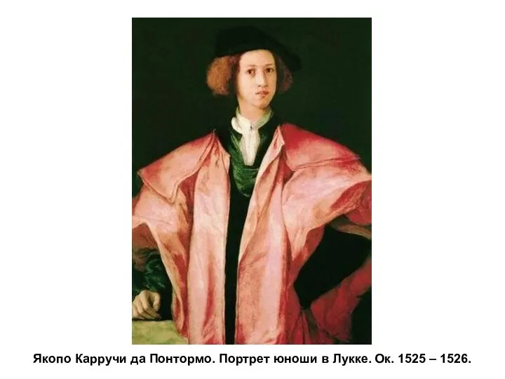 Якопо Карручи да Понтормо. Портрет юноши в Лукке. Ок. 1525 – 1526.