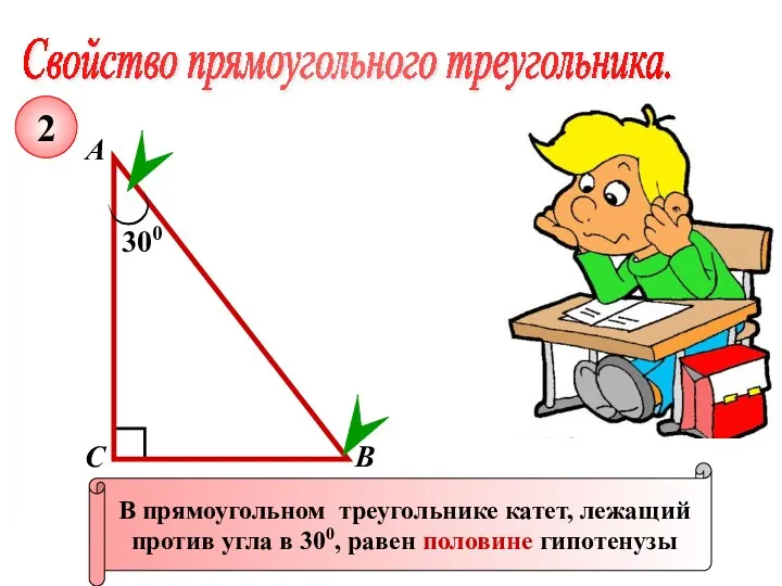 Свойство прямоугольного треугольника. А В С В прямоугольном треугольнике катет,