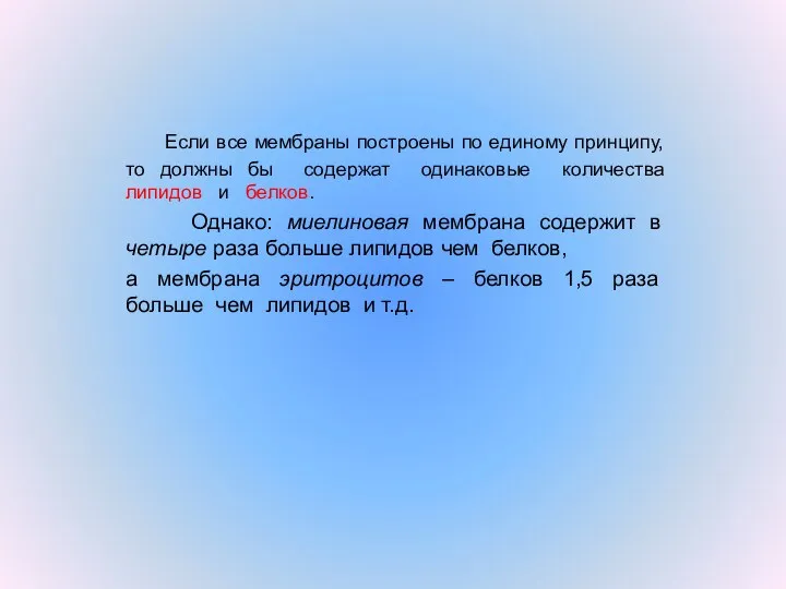 Если все мембраны построены по единому принципу, то должны бы