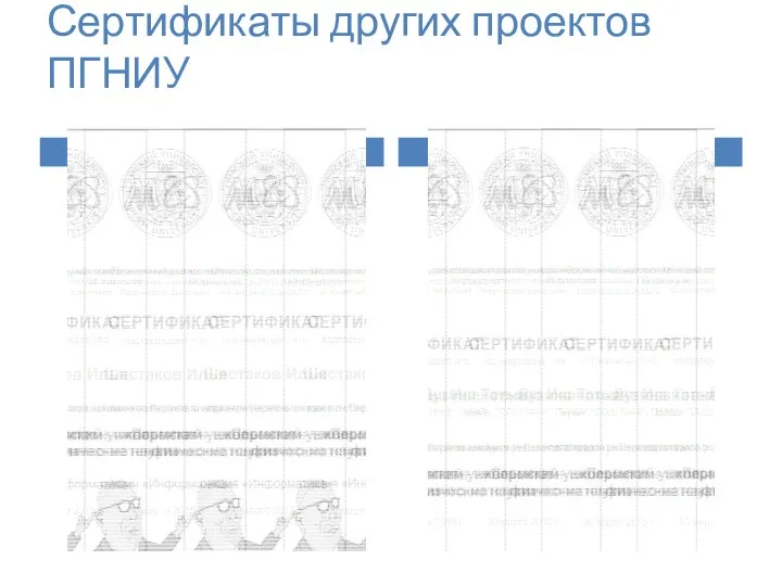 Сертификаты других проектов ПГНИУ