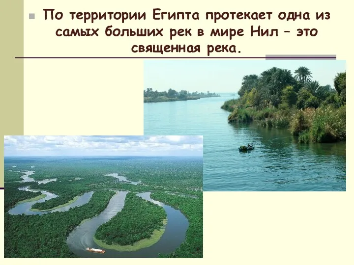 По территории Египта протекает одна из самых больших рек в мире Нил – это священная река.