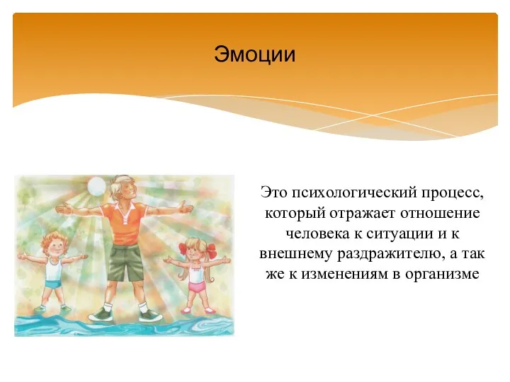 Эмоции Это психологический процесс, который отражает отношение человека к ситуации