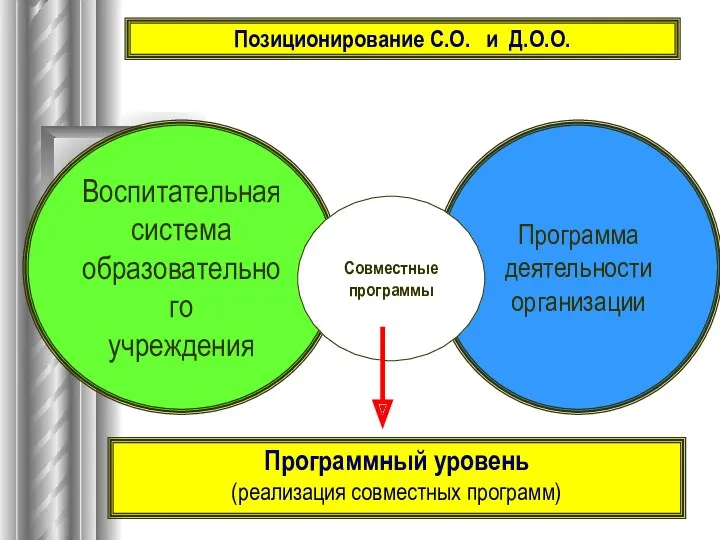 Воспитательная система образовательного учреждения Программа деятельности организации Программный уровень (реализация