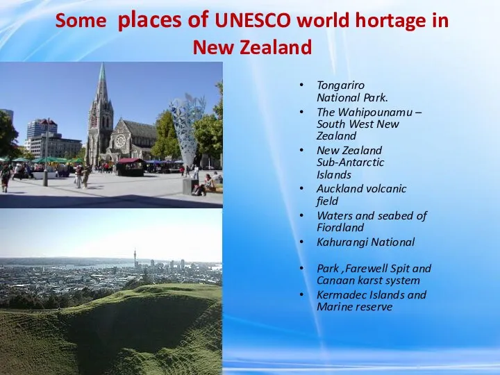 Some places of UNESCO world hortage in New Zealand Tongariro