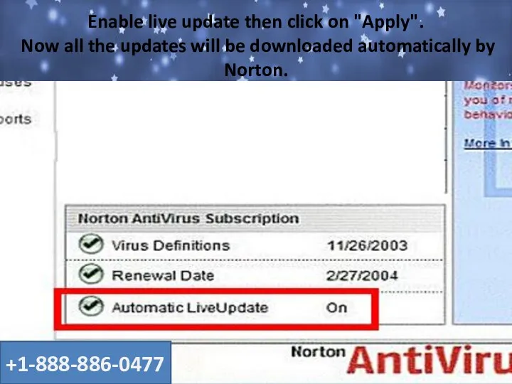Enable live update then click on "Apply". Now all the