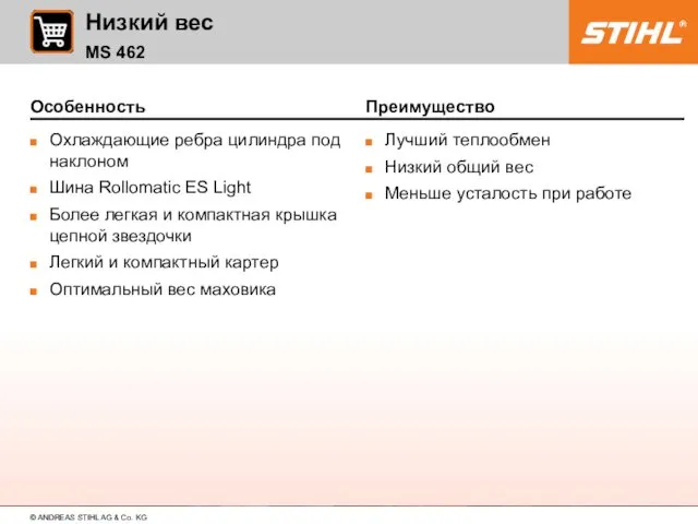 Преимущество Лучший теплообмен Низкий общий вес Меньше усталость при работе