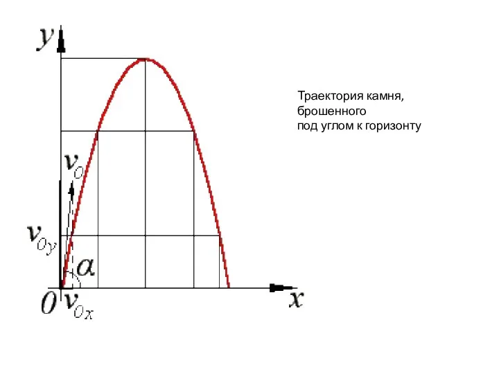 Траектория камня, брошенного под углом к горизонту