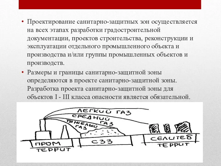 Проектирование санитарно-защитных зон осуществляется на всех этапах разработки градостроительной документации,