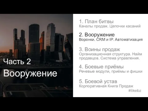 Часть 2 Вооружение 1. План битвы Каналы продаж. Цепочки касаний 2. Вооружение Воронки.