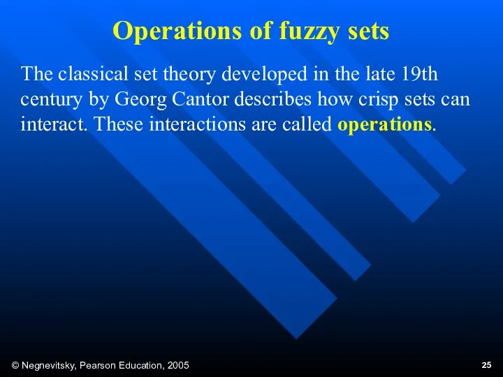 Operations of fuzzy sets The classical set theory developed in