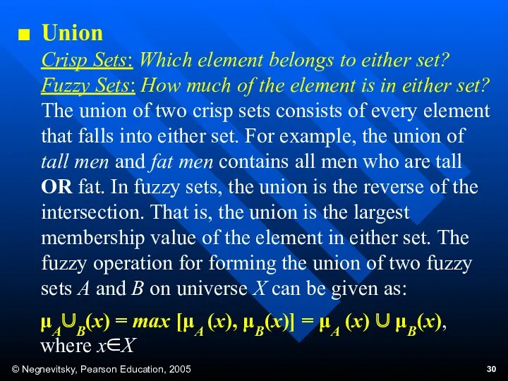 Union Crisp Sets: Which element belongs to either set? Fuzzy