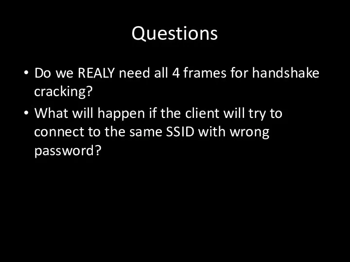 Questions Do we REALY need all 4 frames for handshake