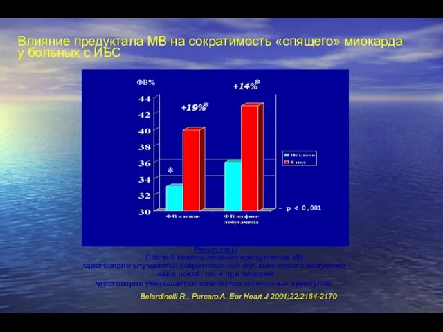 Влияние предуктала МВ на сократимость «спящего» миокарда у больных с