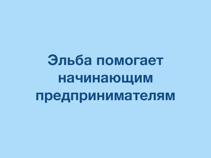 Эльба помогает начинающим предпринимателям