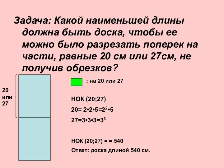 Задача: Какой наименьшей длины должна быть доска, чтобы ее можно