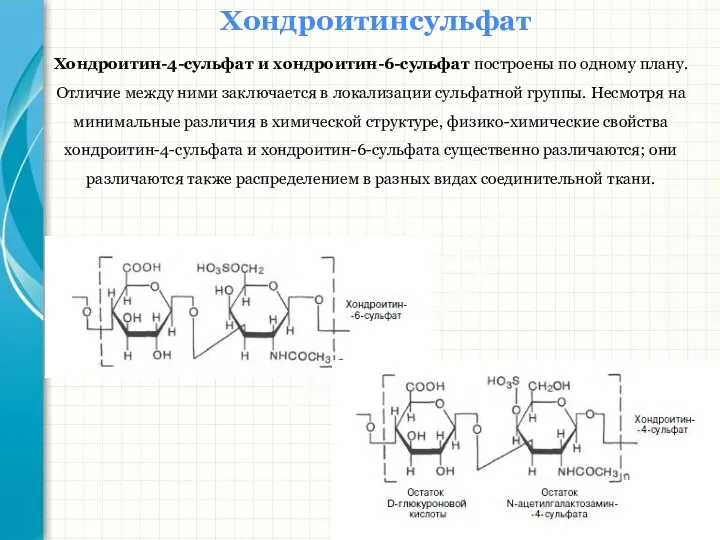 Южный федеральный университет Кафедра биохимии и микробиологии Хондроитинсульфат Хондроитин-4-сульфат и