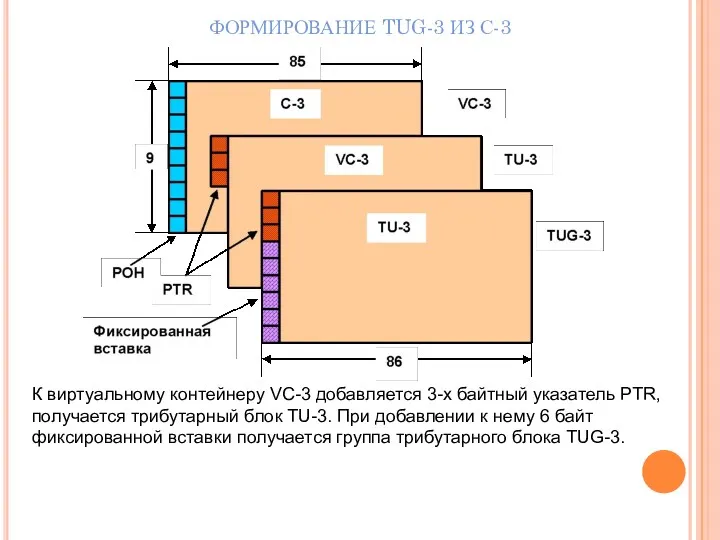 ФОРМИРОВАНИЕ TUG-3 ИЗ С-3 К виртуальному контейнеру VC-3 добавляется 3-х