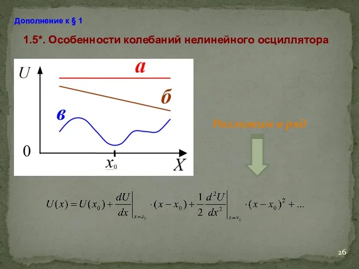 1.5*. Особенности колебаний нелинейного осциллятора Дополнение к § 1 Разложим в ряд