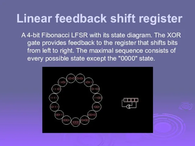 Linear feedback shift register A 4-bit Fibonacci LFSR with its