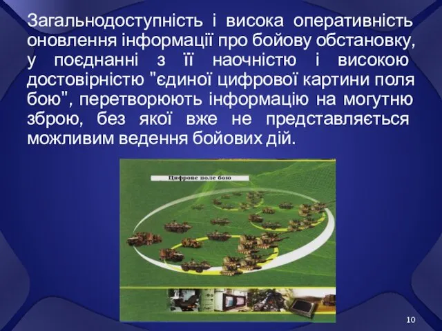 Загальнодоступність і висока оперативність оновлення інформації про бойову обстановку, у