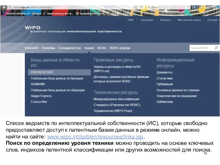 Список ведомств по интеллектуальной собственности (ИС), которые свободно предоставляют доступ