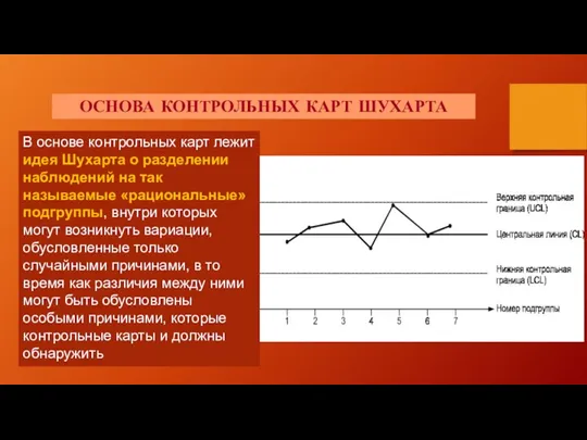 ОСНОВА КОНТРОЛЬНЫХ КАРТ ШУХАРТА В основе контрольных карт лежит идея