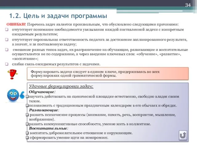 1.2. Цель и задачи программы ОШИБКИ! Перечень задач является произвольным,