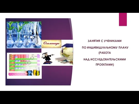 ЗАНЯТИЯ С УЧЕНИКАМИ ПО ИНДИВИДУАЛЬНОМУ ПЛАНУ (РАБОТА НАД ИССЛЕДОВАТЕЛЬСКИМИ ПРОЕКТАМИ)