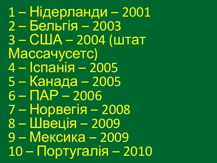 1 – Нідерланди – 2001 2 – Бельгія – 2003