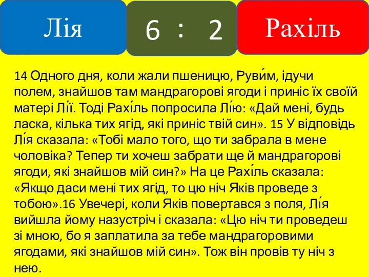 14 Одного дня, коли жали пшеницю, Руви́м, ідучи полем, знайшов