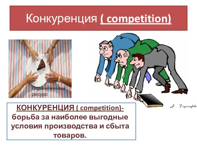 Конкуренция ( competition) Ограниченный ресурс КОНКУРЕНЦИЯ ( competition)- борьба за